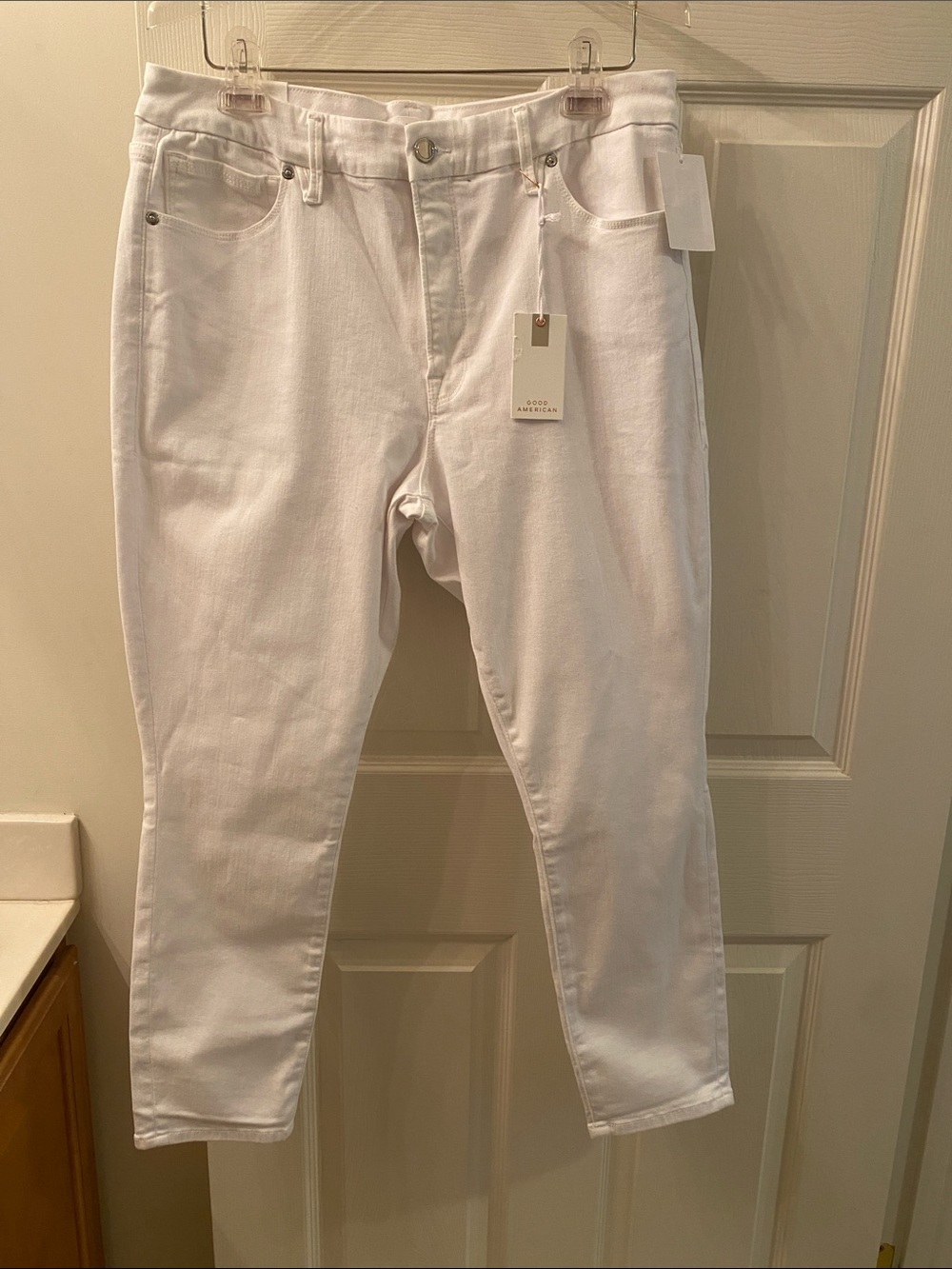 Good American White Cropped High-Rise Skinny Jeans